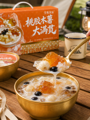 Good price Premium Peach Gum Tapioca Full Bowl Dessert Vegan No Additives Nutritious Ready to Eat online